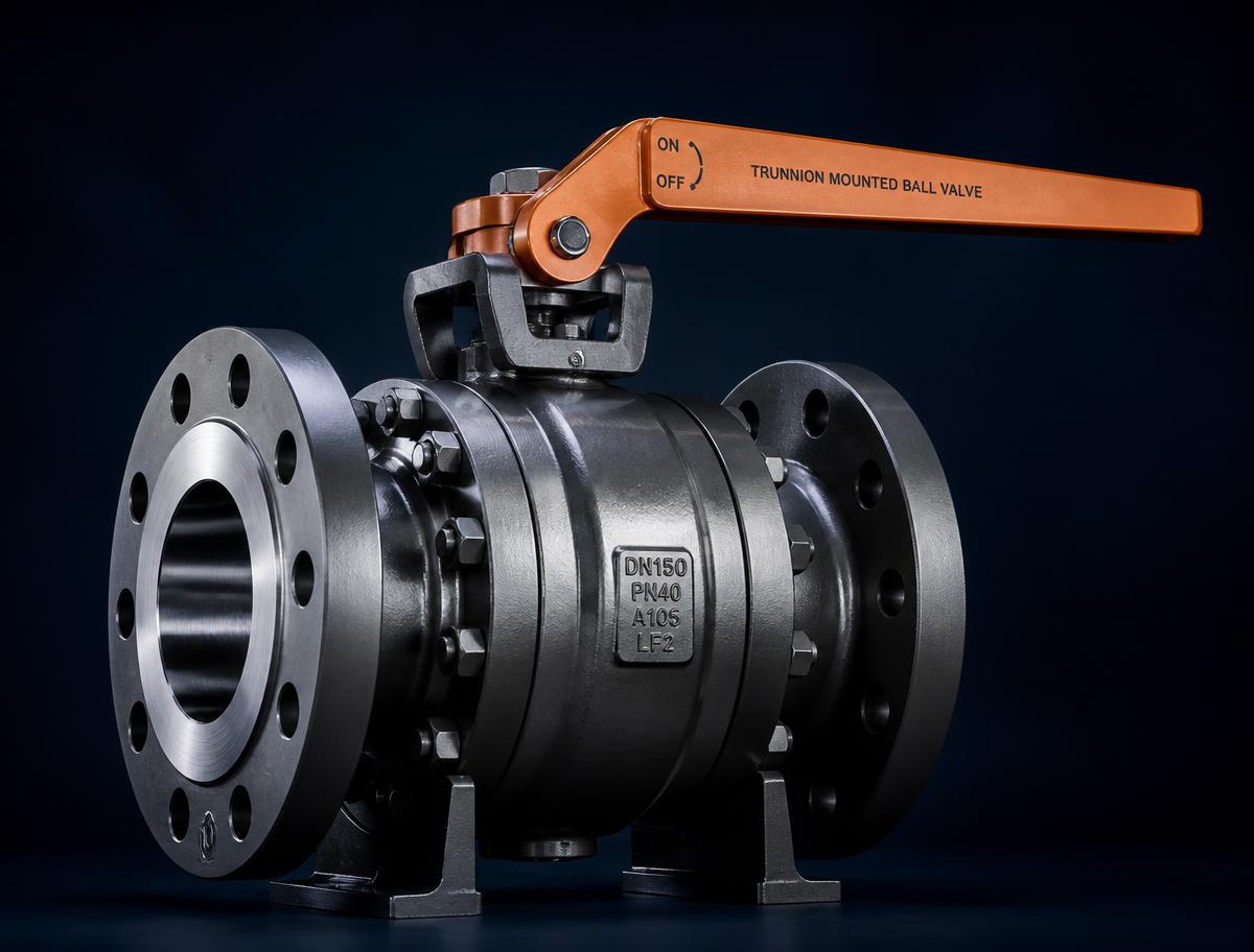 Trunnion mounted forged steel ball valve with copper lever handle