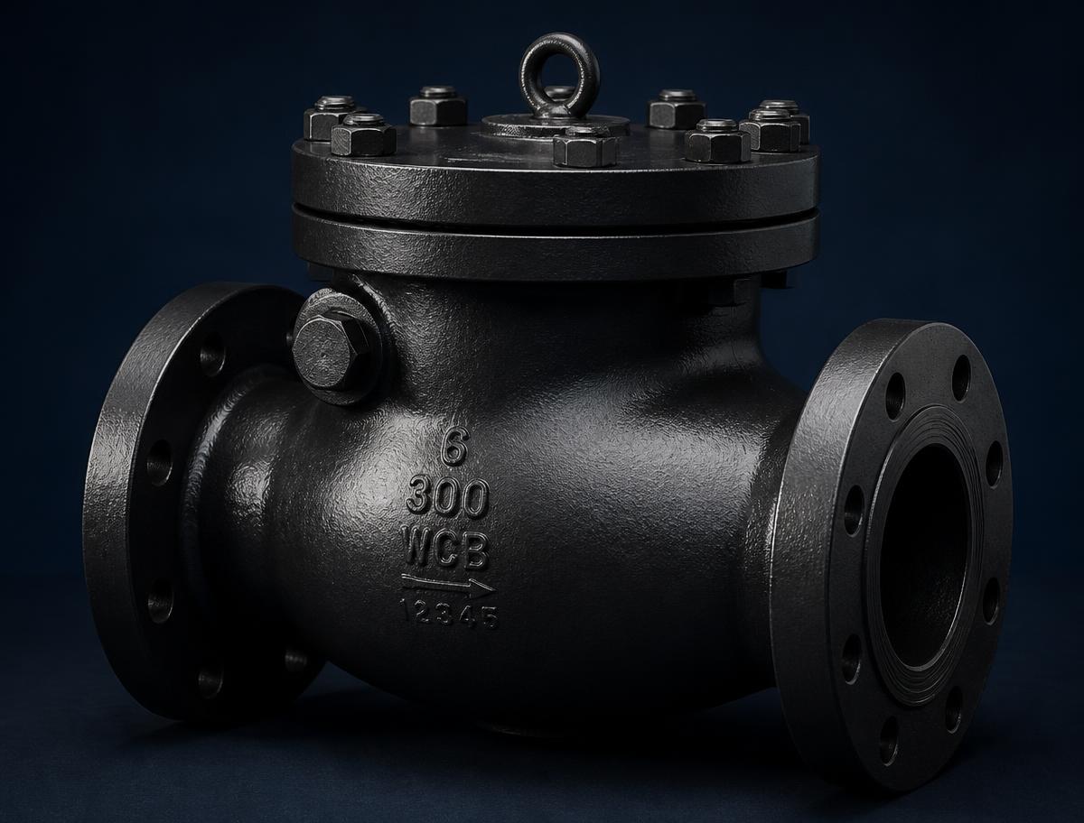 Cast steel swing check valve body with bolted cover plate